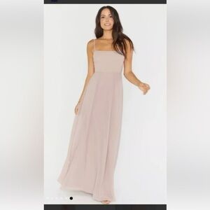 Show Me Your MuMu Lauren Tie Maxi Dress Small Soft Beige Chiffon Made in USA